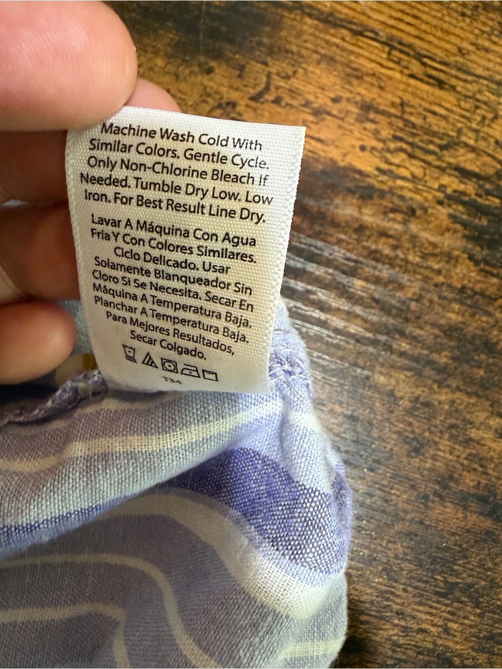 Terry & Sky Linen Blend Lavender Stripe Button-Up Shirt. - Picture 6 of 6